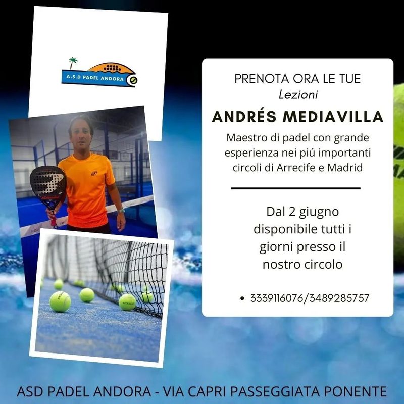 reserva ahora tus clases ANDRES MEDIAVILLA / prenota ora le tue lezioni ANDRES MEDIAVILLA