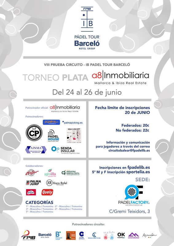 Abiertas las inscripciones de la 8ª prueba del mejor Circuito de pádel de Baleares, el IB Pádel Tour Barceló Hotel Group 2022